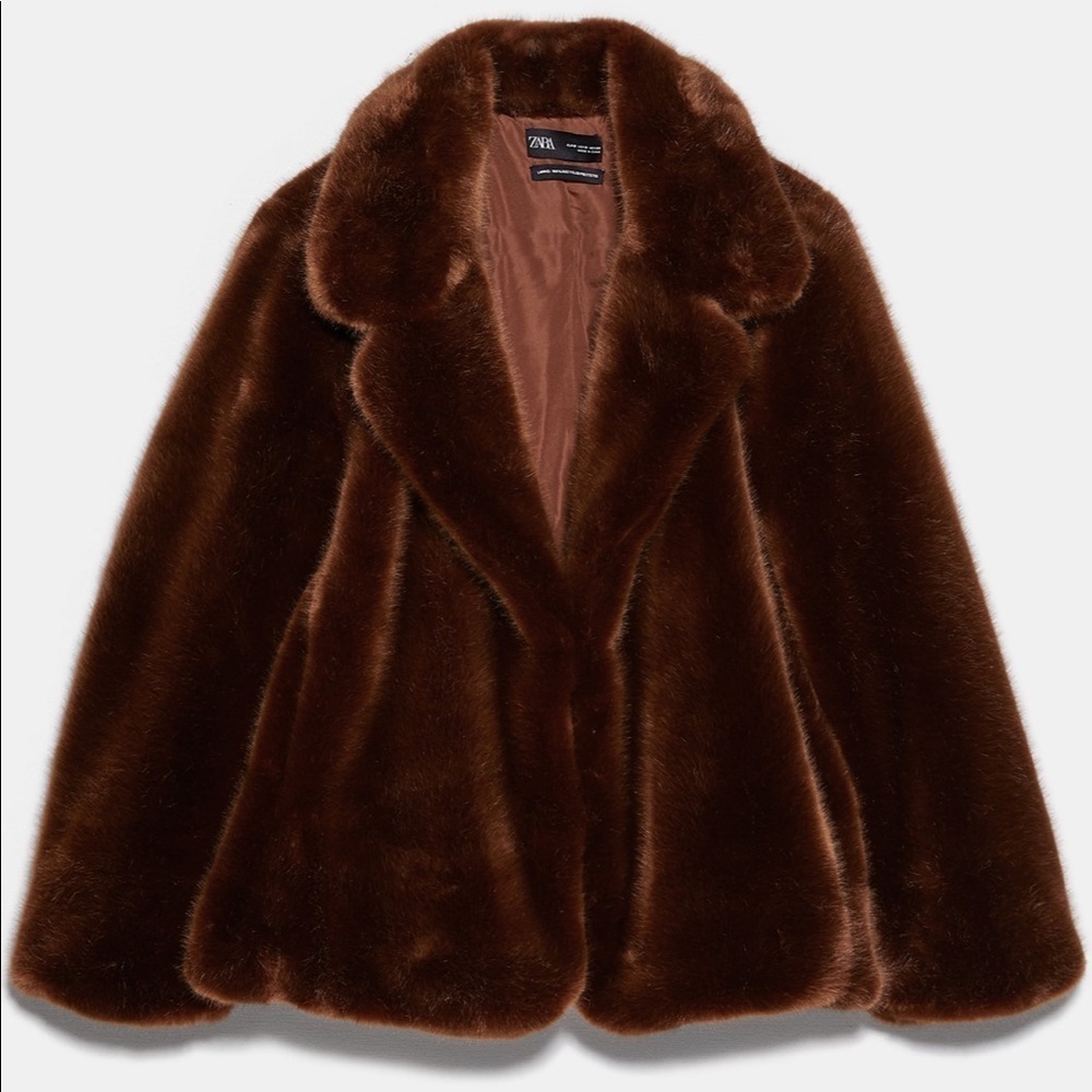ZARA BNWT Faux Fur Coat Jacket - Picture 6 of 6
